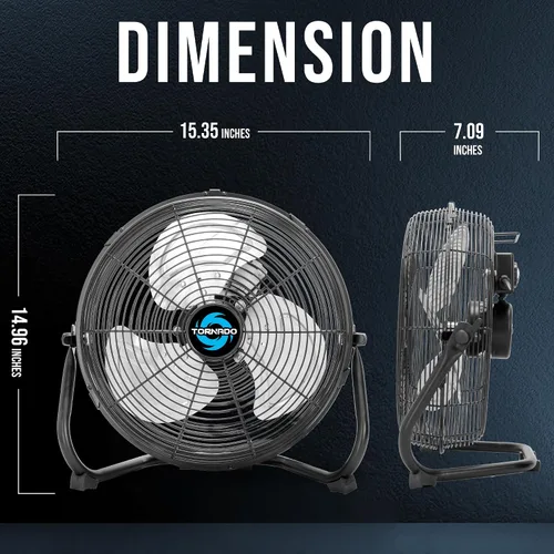 Miniatura 2 de Tornado Ventilador de piso de alta velocidad de 12 pulgadas, ventilador de piso industrial potente de 3 velocidades, ventilador de metal