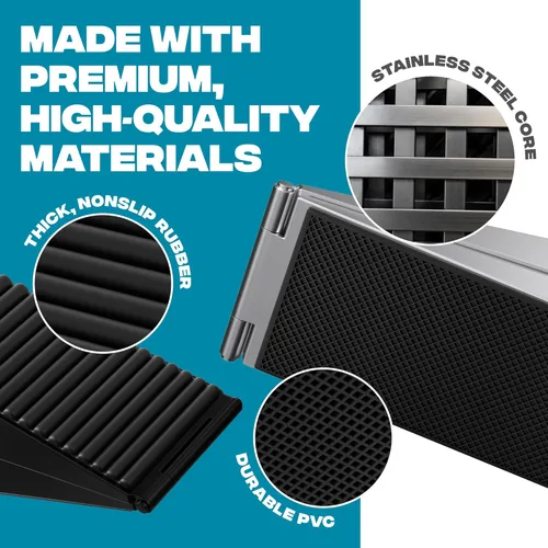 Miniatura 5 de STRONGEST HOME Topes de puerta ajustables XL con resorte, cuña resistente de 3 pulgadas para entradas gruesas y de gran tamaño, agarre de goma Negro