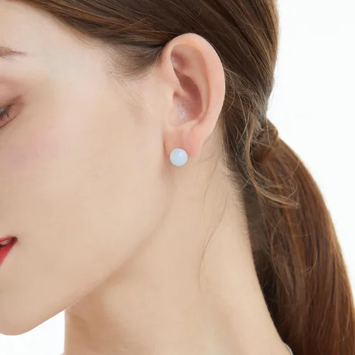Miniatura 106 de Natural Stone Stud Earrings for Women 8mm Sterling Silver Genuine Gemstone Earrings Handmade Sterling Silver Crystal Stud Earrings for Women