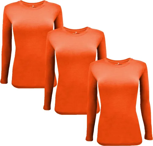 Miniatura 20 de Natural Uniforms Camiseta Under Scrub para mujer, cuello redondo, manga larga, paquete de 3, paquete múltiple de 3
