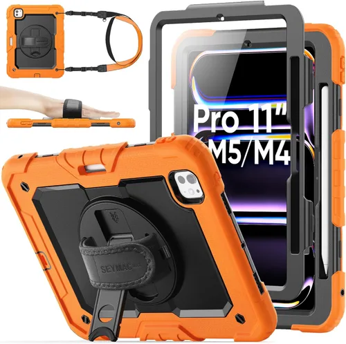 Miniatura 12 de SEYMAC stock Funda protectora para iPad Air de 11 pulgadas M3 2025/M2 2024 (Air 7ª/6ª generación), funda resistente con protector de pantalla