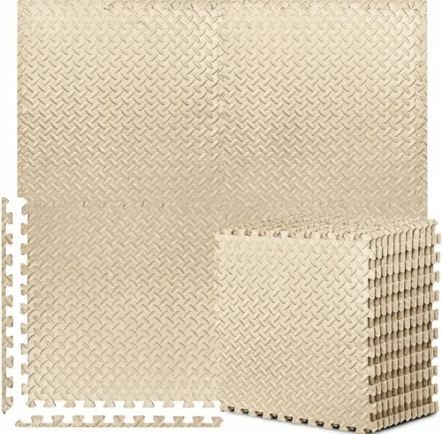 Miniatura 12 de BEAUTYOVO Tapete de ejercicio tipo rompecabezas con 12/24/48 baldosas de espuma entrelazadas para gimnasio, baldosas de espuma EVA de 24'' x 24
