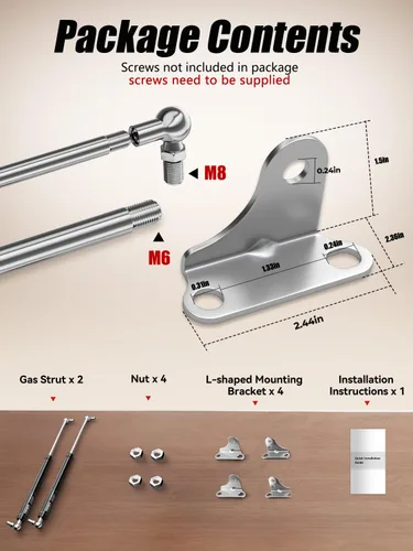 Miniatura 3 de Vepagoo - Amortiguadores de gas de 13 pulgadas, 10 libras/44N con soportes de montaje, soportes de elevación para caja de almacenamiento, puerta