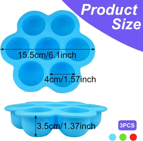 Miniatura 2 de Paquete de 3 moldes de silicona para mordeduras de huevo para freidora de aire, alternativa a la máquina de mordeduras de huevo Sous Vide
