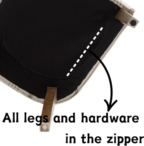 Miniatura 9 de Juego de 2 sillas de comedor rústicas tapizadas Sillas de cocina de madera maciza sin brazos para comedor/restaurante, caqui con rayas