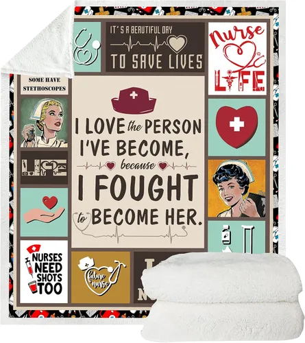 Miniatura 8 de Manta ultrasuave con temática de enfermera, manta Sherpa de microfibra de felpa, regalos para mujeres, manta cálida y acogedora para cama y sofá