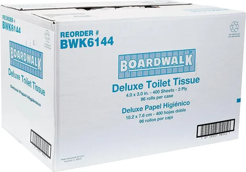 Miniatura 2 de Boardwalk 6144 - Papel higiénico de dos capas, 4 x 3 hojas, 400 hojas, rollo de 96 rollos