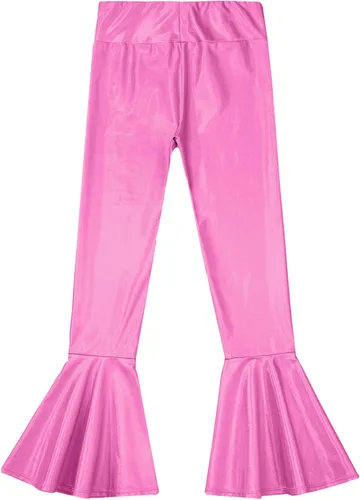 Miniatura 5 de Pantalones acampanados metálicos brillantes para niñas y niños, con lentejuelas, con volantes, para danza, yoga, leggings