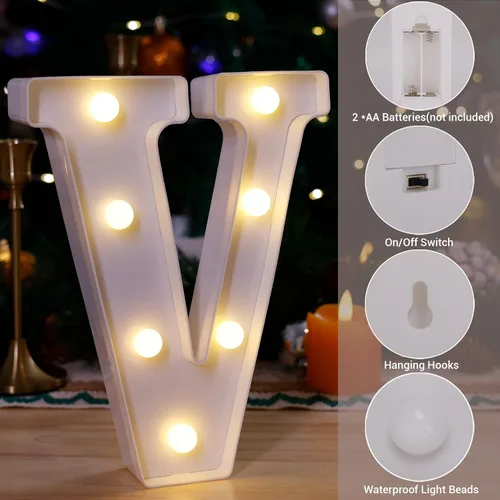 Miniatura 3 de Letrero LED de marquesina, letras iluminadas del alfabeto, letras LED que funcionan con pilas, para luz nocturna, bodas, cumpleaños, fiestas