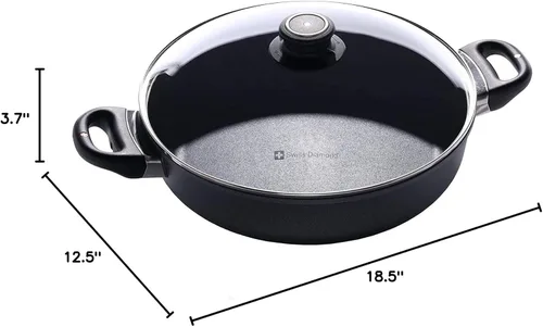 Miniatura 8 de Swiss Diamond Sartén con tapa, cuenta con asas dobles, sartén antiadherente con revestimiento de diamante con tapa, apta para horno y lavavajillas