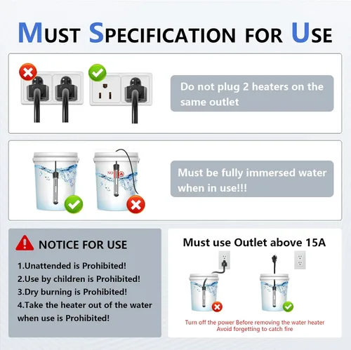 Miniatura 7 de BSEED Calentador de agua de inmersión eléctrico, calentador de agua portátil de calentamiento rápido de 2000 W con apagado automático, protector
