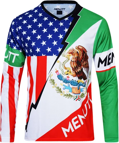 Miniatura 2 de MENUTT Camiseta de ciclismo de montaña para hombre, manga larga, MTB Off-Road México, camisetas de descenso y motocross