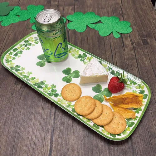 Miniatura 5 de UP ware Shamrock - Bandeja de melamina para servir, bandeja rectangular de 15 x 6.5 pulgadas, bandeja de alimentos sin BPA para entretenimiento