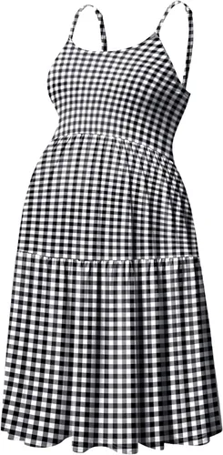 Miniatura 142 de GINKANA Vestido de maternidad sin mangas para mujer, con tirantes ajustables, vestido casual de verano para uso diario o baby shower