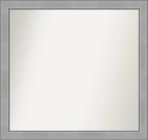 Miniatura 180 de Amanti Art Espejo de baño plateado para sobre el fregadero, 24 x 24 pulgadas, espejo cuadrado de peltre forjado a medida, marco de madera casual