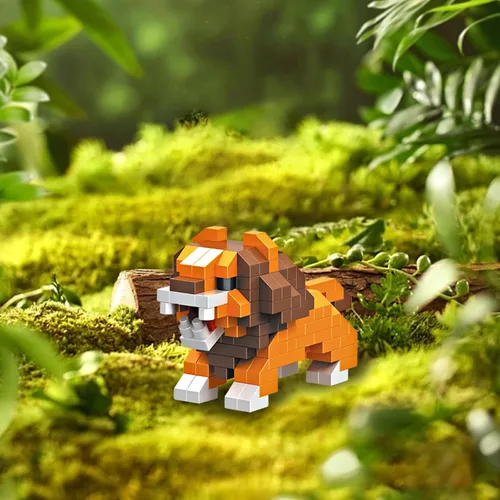 Miniatura 7 de Juego de bloques de construcción micro animales para niños y adultos, para decoración del hogar y la oficina KLJM-10 (león, 203 piezas)