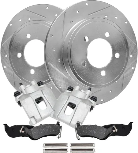 Miniatura 10 de Detroit Axle - Kit de freno delantero para Hyundai Nexo 2019-2024, rotores de freno perforados y ranurados, pastillas de freno de cerámica