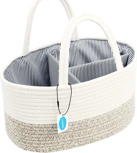 Miniatura 2 de Casaphoria Caddy Organizer - Cesta tejida de cuerda de algodón para almacenamiento, cesta de toalla 100% algodón con asa, bolsa portátil