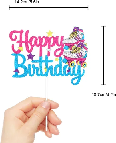 Miniatura 4 de Decoración de pastel de patinaje sobre ruedas de feliz cumpleaños de los años 90, suministros para pasteles de fiesta de los años 90, decoraciones