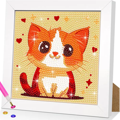 Miniatura 11 de QUITEDEW Kit de pintura de diamante de vaca con marco de madera, arte de diamantes de animales para principiantes, paquete pequeño y hermoso