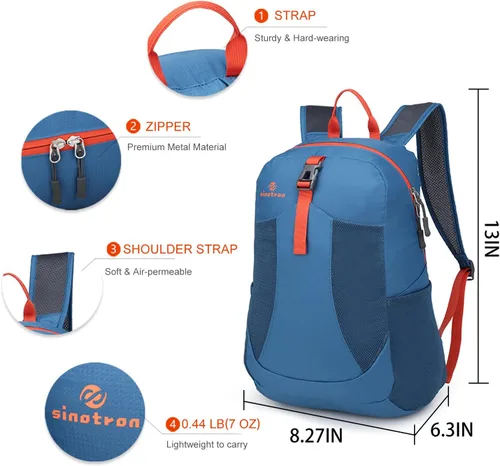Miniatura 2 de Sinotron - Mochila de senderismo ligera y plegable de 22 l, mochila pequeña de senderismo, mochila de día para mujeres, hombres, viajes, camping