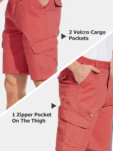 Miniatura 4 de TACVASEN Pantalones cortos planos de algodón para hombre, pantalones cortos de golf con 7 bolsillos