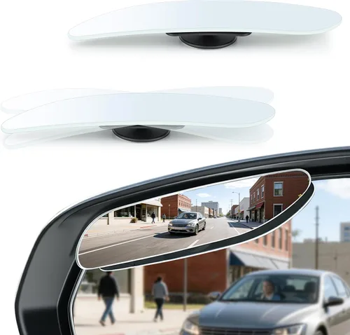 Miniatura 15 de LivTee Espejo de punto ciego para vehículo, con forma de ventilador asimétrico, vidrio HD sin marco, espejo retrovisor convexo con gran ángulo