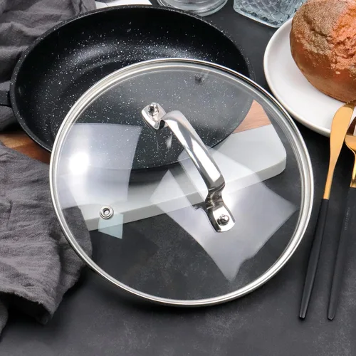 Miniatura 7 de Tapa de vidrio templado de 9 pulgadas con orificio de ventilación de vapor, olla universal de repuesto para utensilios de cocina transparente