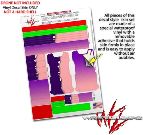 Miniatura 4 de Skin Decal Wrap 2 Pack para DJI Ryze Tello Drone Ripped Colors Purple Pink Drone no incluido