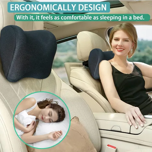 Miniatura 7 de Super Fit - Almohada para reposacabezas de automóvil, almohada para conducir con correa ajustable, almohada de cuello 100% espuma viscoelástica