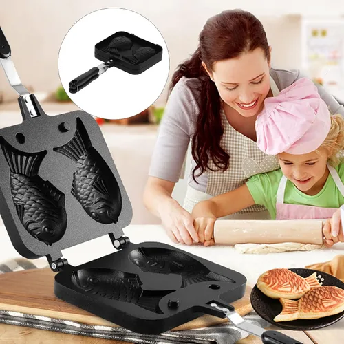 Miniatura 8 de Taiyaki - Molde para tartas en forma de pez, molde doble para hacer panqueques en forma de pez