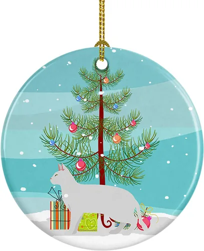 Miniatura 74 de Caroline's Treasures Adorno de cerámica con texto en inglés "Merry Christmas" para colgar en el árbol de Navidad, decoración para el hogar, Navidad