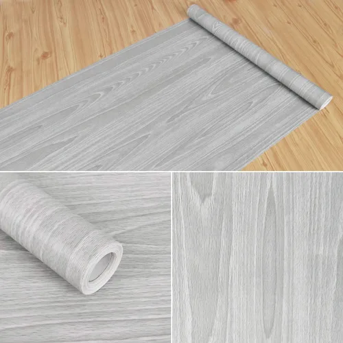 Miniatura 8 de Papel de Contacto de Madera Gris 17.71 x 118 Pulgadas Textura de Grano de Madera Papel Tapiz Adhesivo Despegar y Pegar Papel Adhesivo Gris Claro