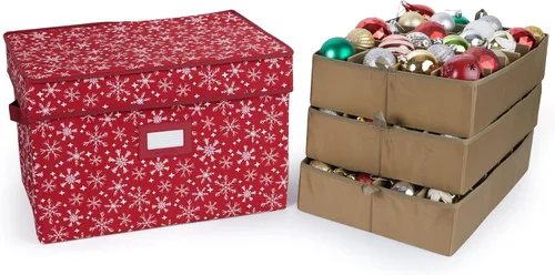 Miniatura 8 de Covermates Keepsakes – Caja de almacenamiento ajustable de 72 piezas – Capacidad para adornos de 4 pulgadas – Resistente – Asas – apilables