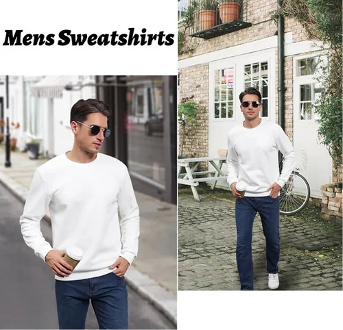 Miniatura 2 de MAGCOMSEN Sudadera de cuello redondo para hombre de manga larga casual cálida de forro polar