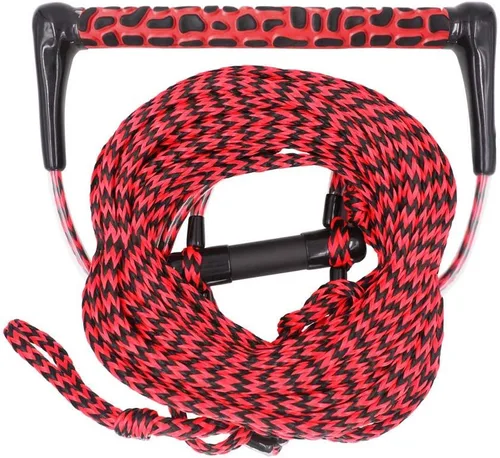 Obcursco Cuerda Wakeboard, línea de deportes acuáticos con mango EVA. Ideal para esquí acuático, wakeboard, rodillera 2 secciones rojo y negro