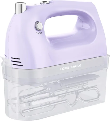 Miniatura 12 de Lord Eagle - Batidora de mano eléctrica de 400 W, batidora de mano de 5 velocidades, 5 accesorios de acero inoxidable para hornear pasteles, huevos