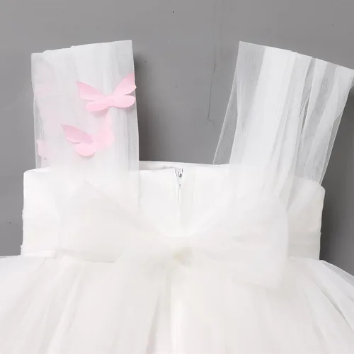 Miniatura 6 de Vestido de cumpleaños de mariposa para niñas pequeñas, vestido de tul alto y bajo de tul para bautizo, fiesta de boda, vestidos de tul para sesión