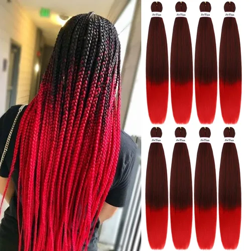 Miniatura 36 de Liang Dian Cabello Trenzado Preestirado Ombre de 12 Pulgadas, 8 Paquetes de Trenzas de Ganchillo Sintéticas, Ajuste con Agua Caliente, Extensiones