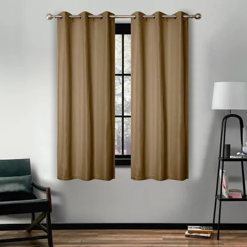 Miniatura 37 de Superior Juego de 2 cortinas opacas con textura de lino, par de paneles con aislamiento térmico con cabecera superior con ojales, cortinas clásicas