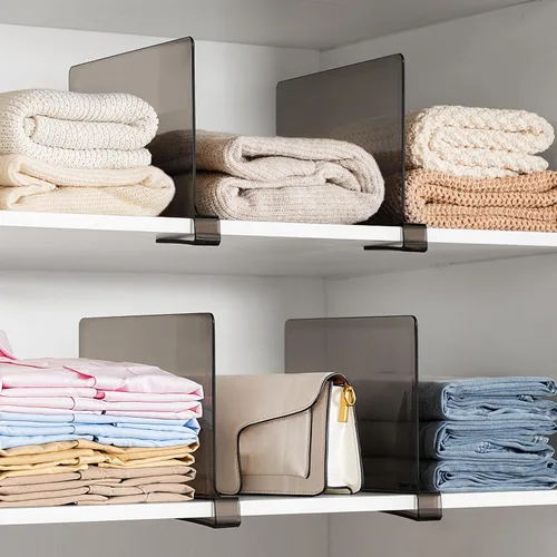 Miniatura 8 de HBlife Paquete de 6 separadores de estantes grises, organizador vertical de bolso para armario, perfecto para suéteres, camisas, bolsos