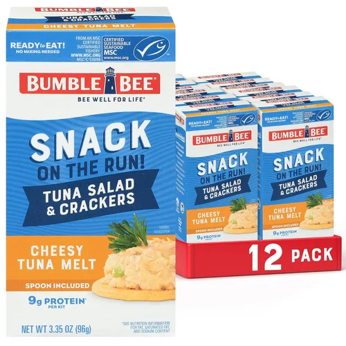 Miniatura 13 de Bumble Bee Snack On The Run - Kit de ensalada de atún original con galletas saladas, paquete de bocadillos de proteína listo para comer, 8g