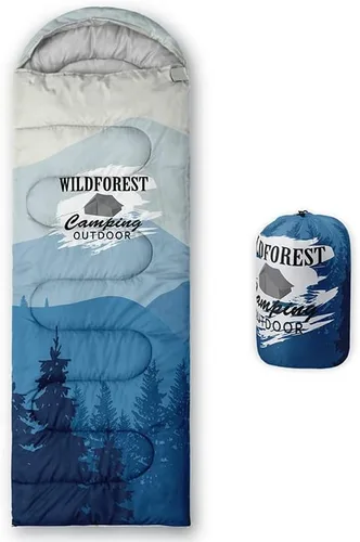 Saco de dormir para adultos y niños, furgoneta de campamento de montaña verde, ligero, cálido, portátil, para interiores y exteriores, impermeable,