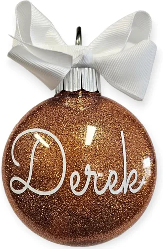 Miniatura 23 de Adorno de Navidad personalizado relleno de purpurina hecho a medida, regalo ideal para fiesta de intercambio de regalos de oficina (Aqua)