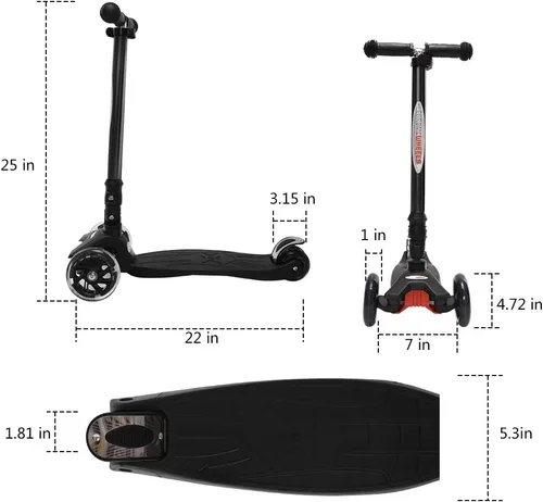 Miniatura 6 de ChromeWheels Patinetes Plegables para Niños, Patinete Deluxe con 4 Alturas Ajustables, Límite de Peso 132 libras, 3 Ruedas, Inclínate para Dirigir #