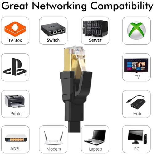 Miniatura 7 de Cable ethernet CAT7 plano de par trenzado apantallado (STP), 100Ft-Blk Negro