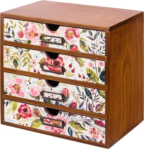Miniatura 19 de Organizador de escritorio de madera verde bohemio con cajones, caja de almacenamiento de escritorio de 4 cajones, organizador de escritorio de Boho
