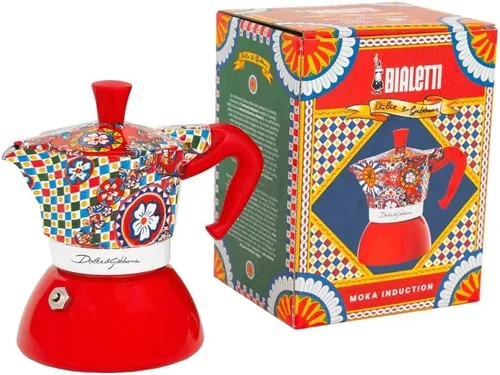 Miniatura 3 de Bialetti Dolce & Gabbana MOKA INDUCTION 4 tazas, seguro para inducción y fuego abierto (máquina de café, máquina de café espresso, Makinetta)