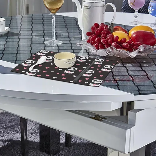 Miniatura 4 de Panda Print Placemats Set of 6 Resistant Table Mats Washable Place Mats for Dinner Party Table Decoration