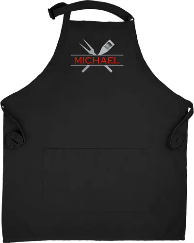 Delantal personalizado con bolsillos para asar | Delantal bordado para barbacoa para hombres